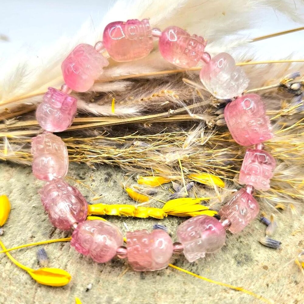 Premium Grade Nature Pink Tourmaline Pi Xiu Bracelet